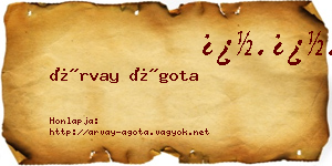 Árvay Ágota névjegykártya