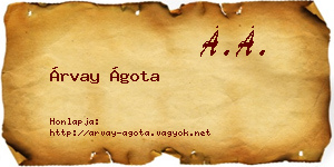 Árvay Ágota névjegykártya