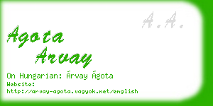 agota arvay business card